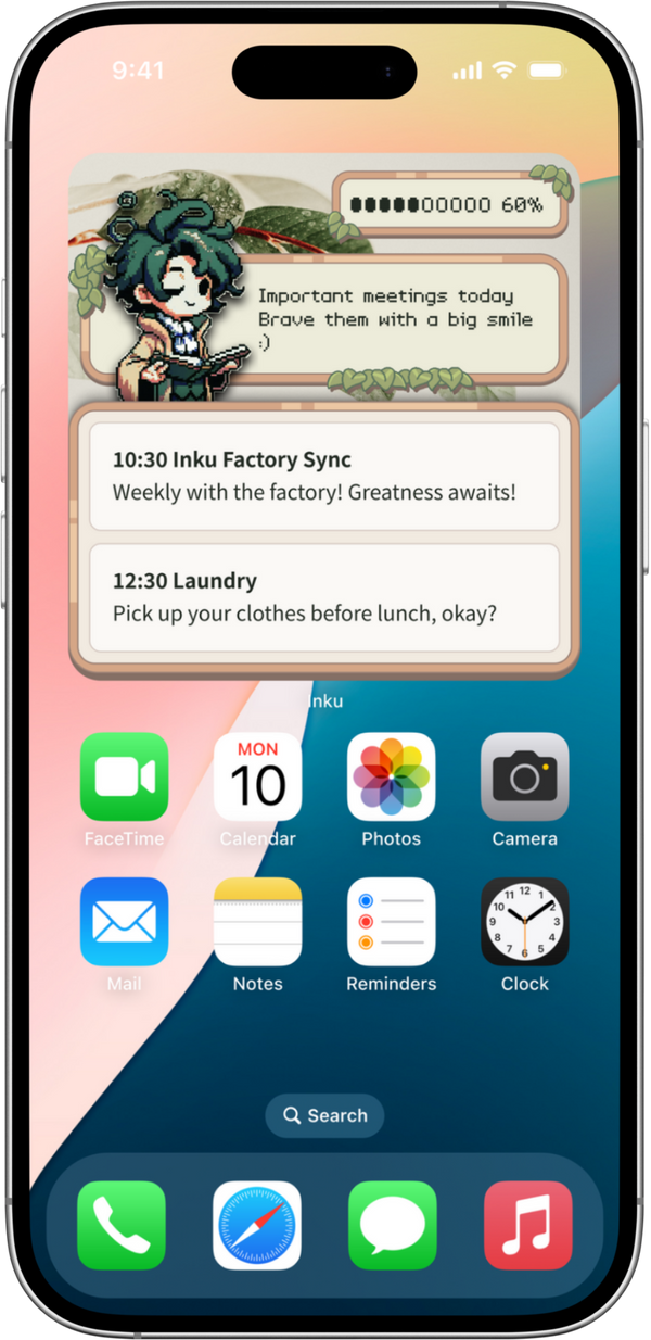 Inku app calendar displayed on a phone